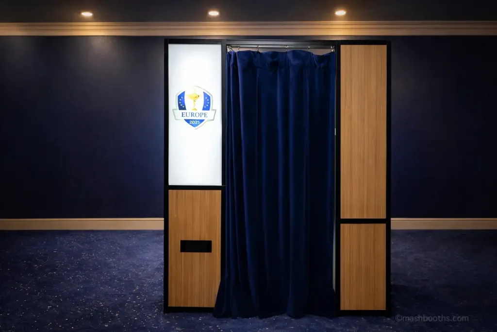 Vintage Enclosed Photo Booth NYC | Mashbooths Modern Photo Booth Rentals Vintage Enclosed Photo Booth Rental at Brand Activation for Ryder Cup NYC