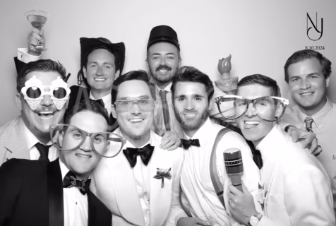 Custom branded wedding photo booth rental NYC with monogram design | Mashbooths Modern Photo Booth Rentals