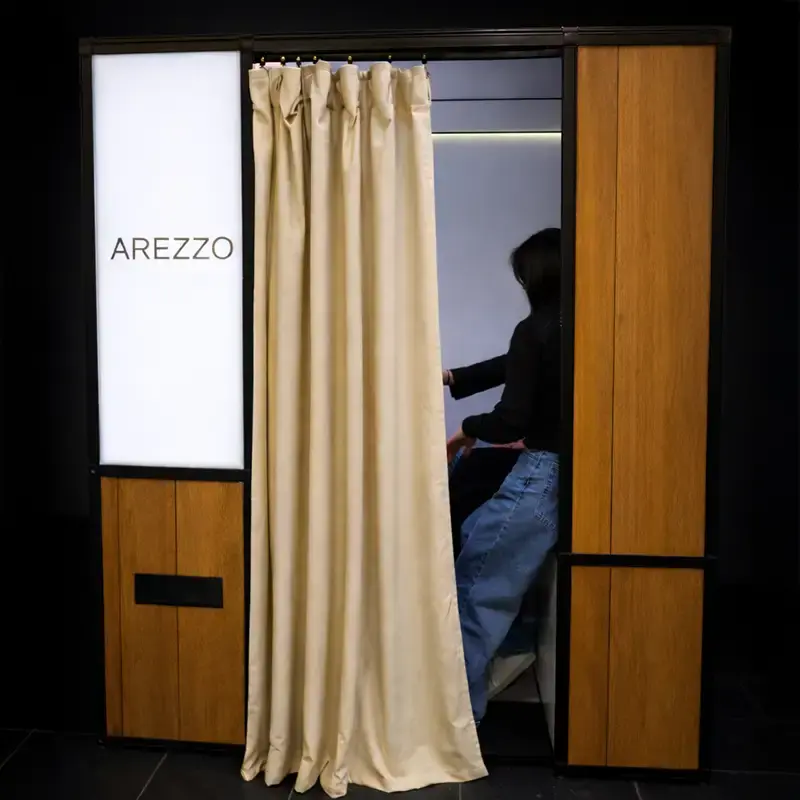 vintage enclosed photo booth rental nyc new york | Mashbooths Modern Photo Booth Rentals Luxury enclosed photo booth activation for AREZZO retail event in New York