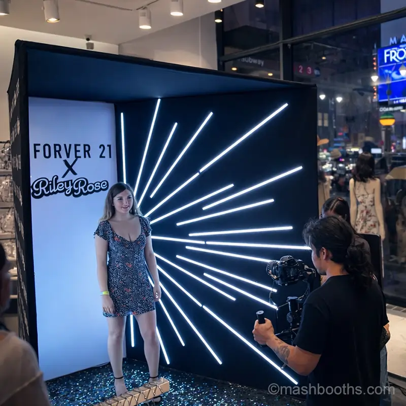 Vogue-Booth-Light-Tunnel-in-NYC | Mashbooths Modern Photo Booth Rentals vogue booth light tunnel at corporate brand activation NYC Manhattan
