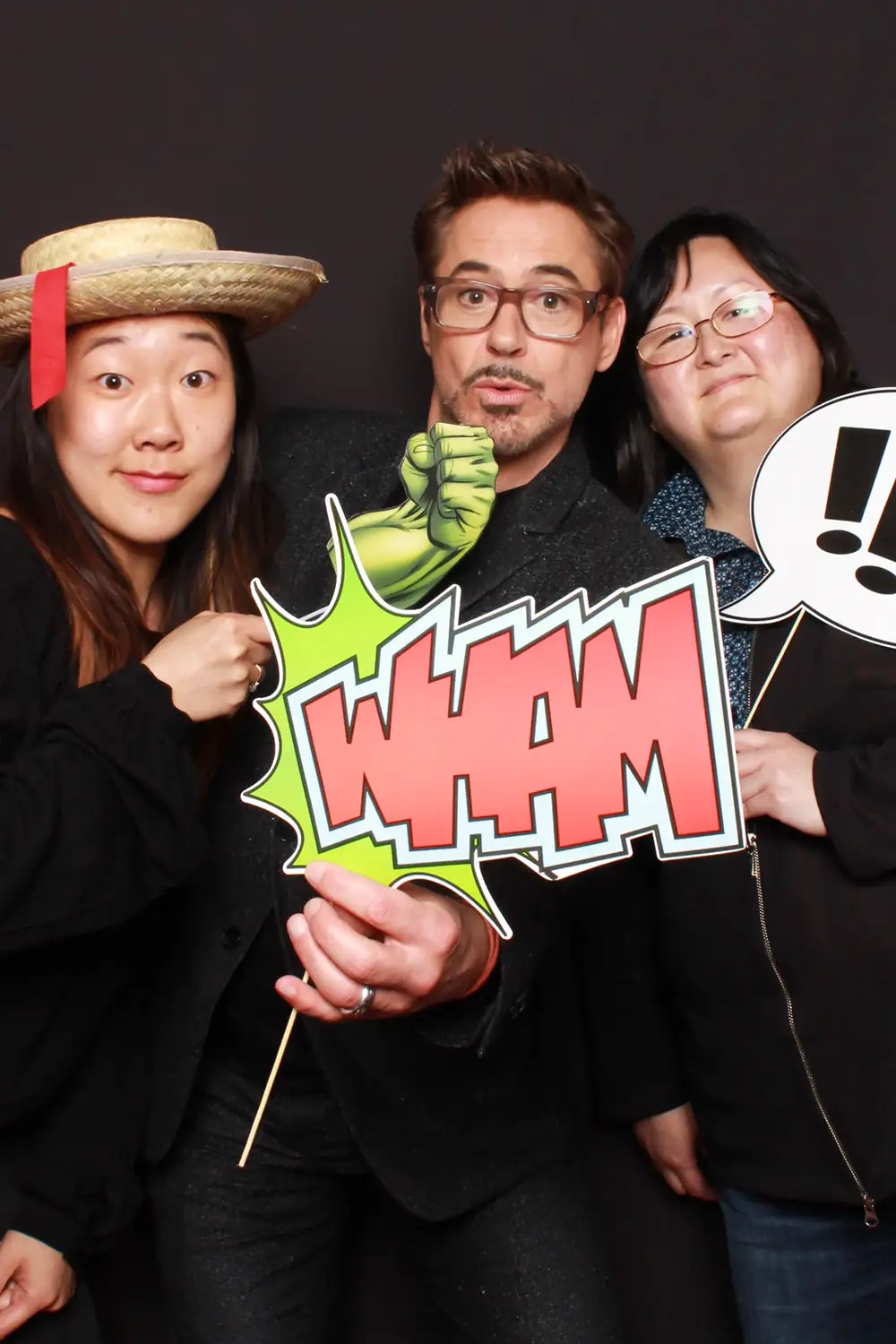 Robert Downey Jr. photo booth experience at corporate event in NYC with branded props